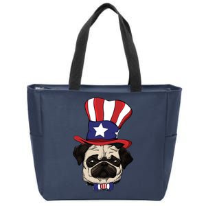 American Patriotic Pug Zip Tote Bag