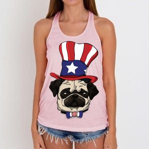 American Patriotic Pug Women's Knotted Racerback Tank