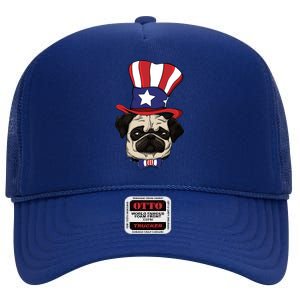 American Patriotic Pug High Crown Mesh Back Trucker Hat