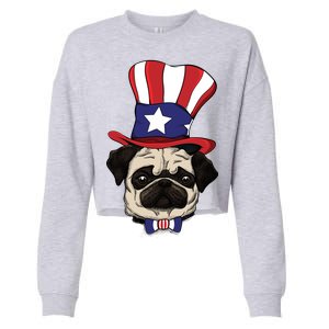 American Patriotic Pug Cropped Pullover Crew