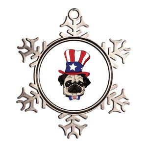 American Patriotic Pug Metallic Star Ornament