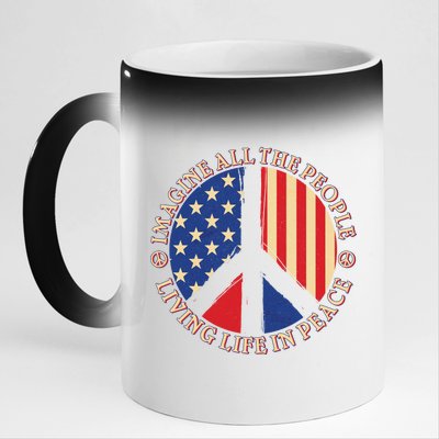 American Peace: People Living life In Peace 11oz Black Color Changing Mug