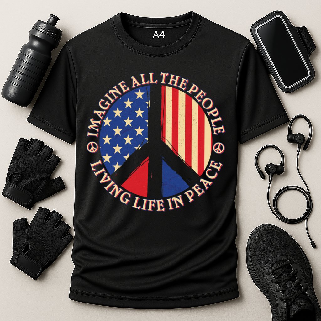American Peace: People Living life In Peace Cooling Performance Crew T-Shirt