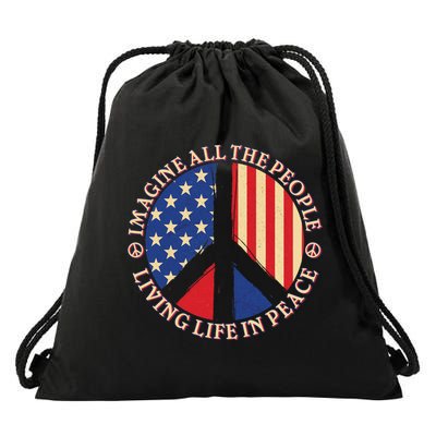 American Peace: People Living life In Peace Drawstring Bag