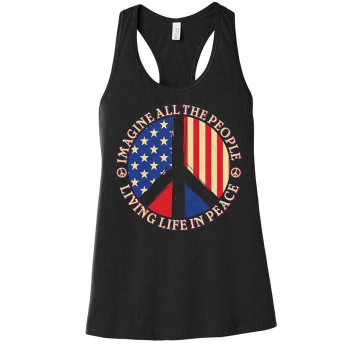 American Peace: People Living life In Peace Women's Racerback Tank