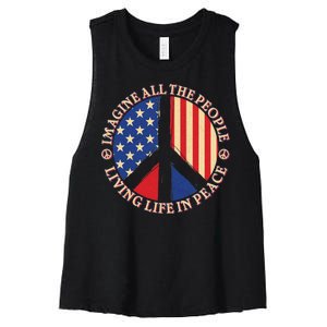 American Peace: People Living life In Peace Women's Racerback Cropped Tank