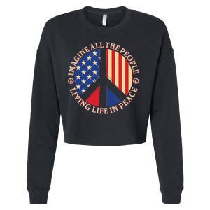 American Peace: People Living life In Peace Cropped Pullover Crew