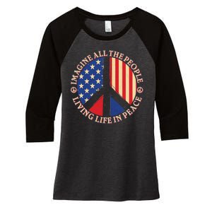 American Peace: People Living life In Peace Women's Tri-Blend 3/4-Sleeve Raglan Shirt