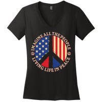 American Peace: People Living life In Peace Women's V-Neck T-Shirt