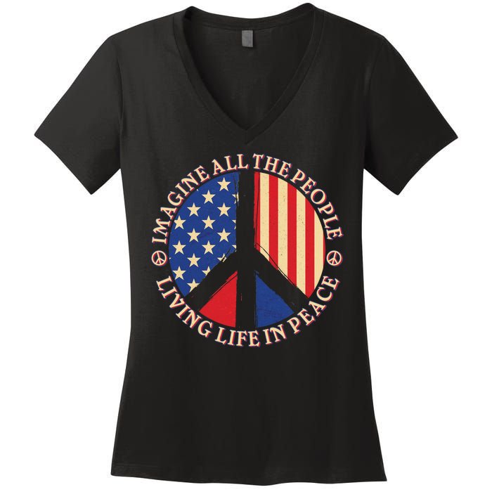 American Peace: People Living life In Peace Women's V-Neck T-Shirt