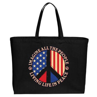 American Peace: People Living life In Peace Cotton Canvas Jumbo Tote