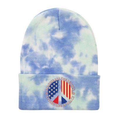 American Peace: People Living life In Peace Tie Dye 12in Knit Beanie