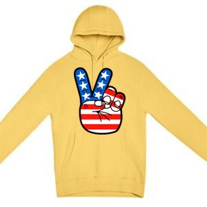 American Peace Sign Flag Premium Pullover Hoodie