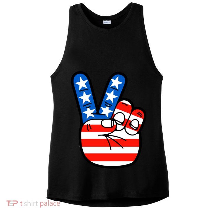 American Peace Sign Flag Ladies PosiCharge Tri-Blend Wicking Tank