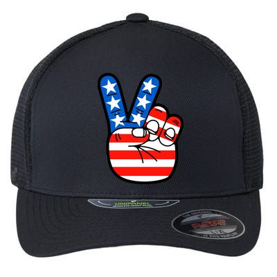 American Peace Sign Flag Flexfit Unipanel Trucker Cap