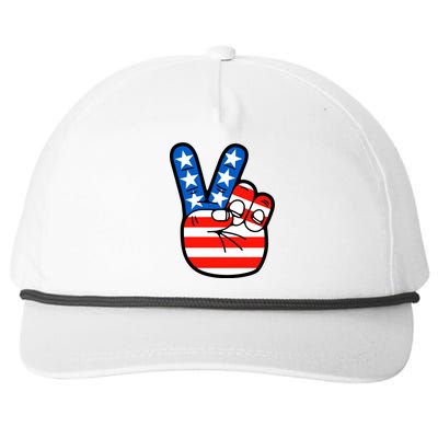 American Peace Sign Flag Snapback Five-Panel Rope Hat