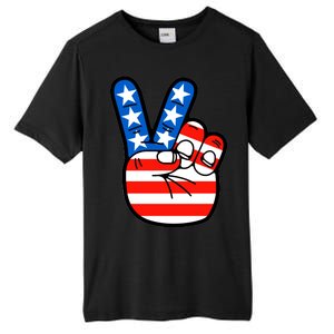 American Peace Sign Flag Tall Fusion ChromaSoft Performance T-Shirt