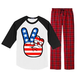 American Peace Sign Flag Raglan Sleeve Pajama Set