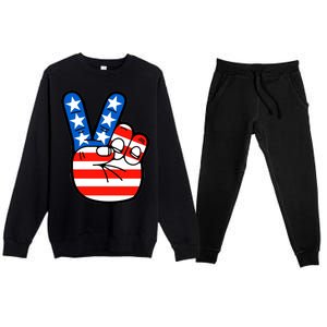 American Peace Sign Flag Premium Crewneck Sweatsuit Set