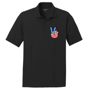 American Peace Sign Flag PosiCharge RacerMesh Polo