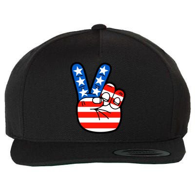 American Peace Sign Flag Wool Snapback Cap