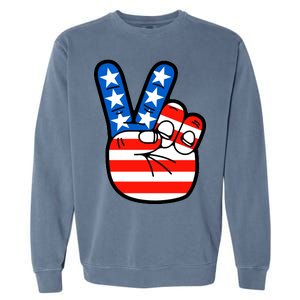 American Peace Sign Flag Garment-Dyed Sweatshirt