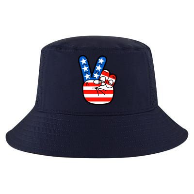 American Peace Sign Flag Cool Comfort Performance Bucket Hat