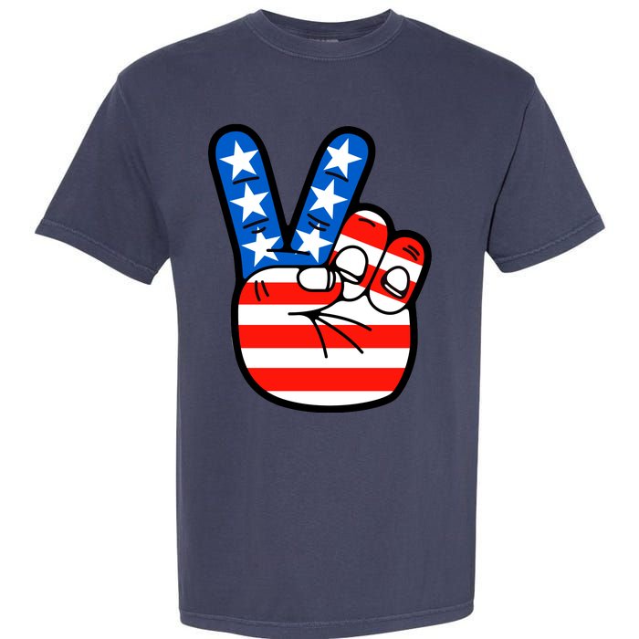 American Peace Sign Flag Garment-Dyed Heavyweight T-Shirt