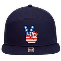 American Peace Sign Flag 7 Panel Mesh Trucker Snapback Hat