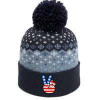 American Peace Sign Flag The Baniff Cuffed Pom Beanie