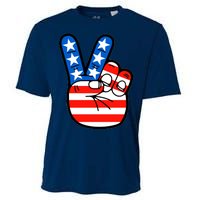 American Peace Sign Flag Cooling Performance Crew T-Shirt