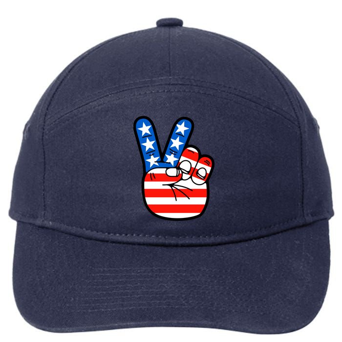 American Peace Sign Flag 7-Panel Snapback Hat