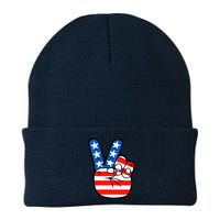 American Peace Sign Flag Knit Cap Winter Beanie