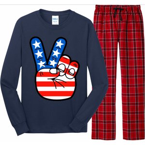 American Peace Sign Flag Long Sleeve Pajama Set