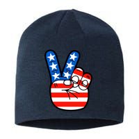 American Peace Sign Flag Sustainable Beanie