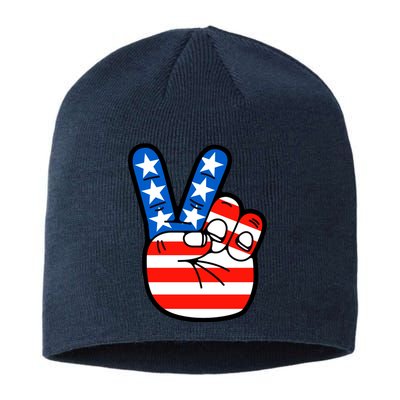 American Peace Sign Flag Sustainable Beanie