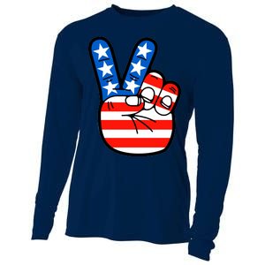 American Peace Sign Flag Cooling Performance Long Sleeve Crew