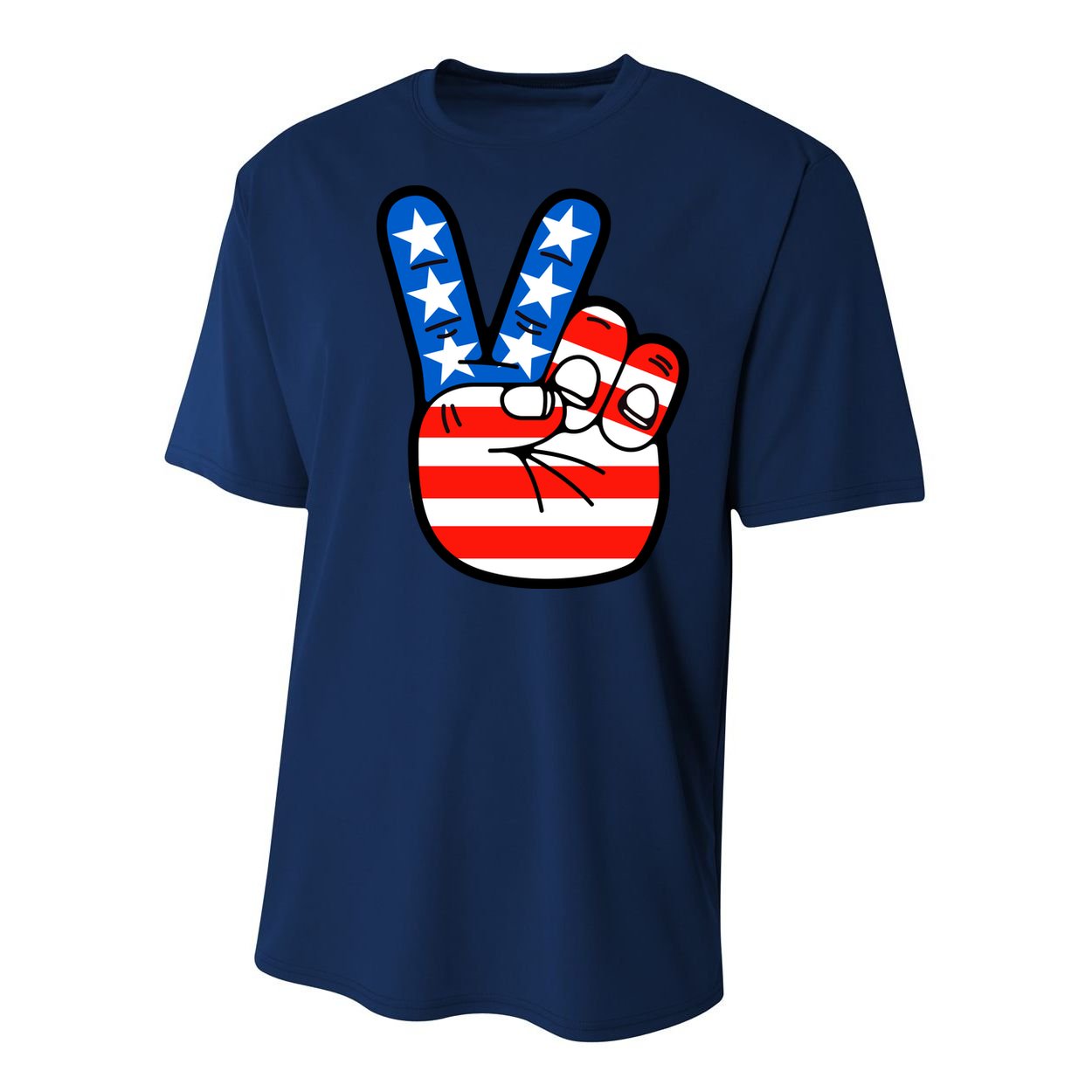American Peace Sign Flag Youth Performance Sprint T-Shirt