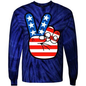 American Peace Sign Flag Tie-Dye Long Sleeve Shirt