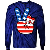 American Peace Sign Flag Tie-Dye Long Sleeve Shirt