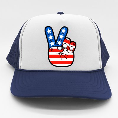 American Peace Sign Flag Trucker Hat