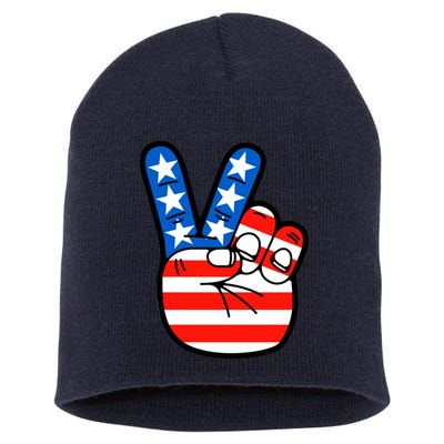 American Peace Sign Flag Short Acrylic Beanie