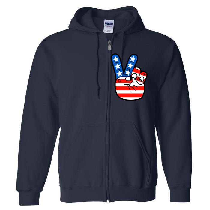 American Peace Sign Flag Full Zip Hoodie