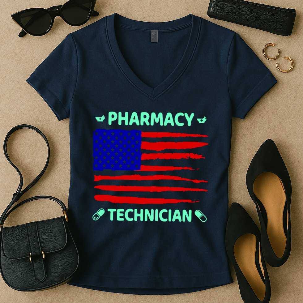 American Pharmacy Technician Women's V-Neck T-Shirt