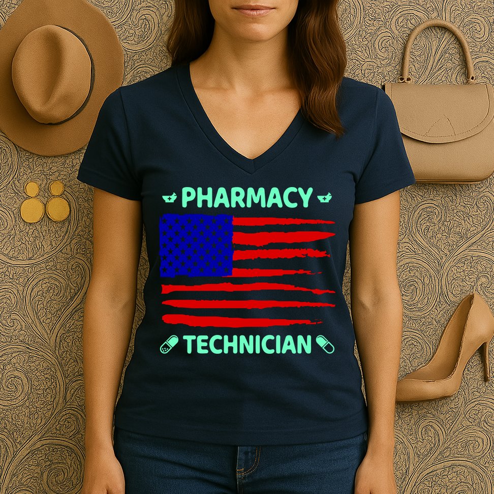 American Pharmacy Technician Women's V-Neck T-Shirt