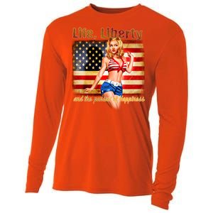 American Pinup Girl - Life Liberty And The Pursuit Of Happiness Cooling Performance Long Sleeve Crew