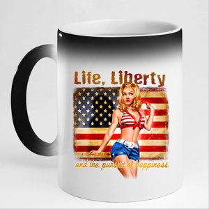 American Pinup Girl - Life Liberty And The Pursuit Of Happiness 11oz Black Color Changing Mug