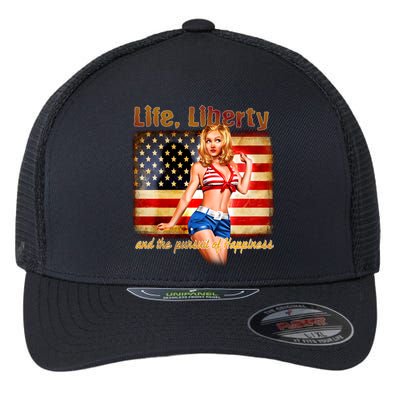 American Pinup Girl - Life Liberty And The Pursuit Of Happiness Flexfit Unipanel Trucker Cap