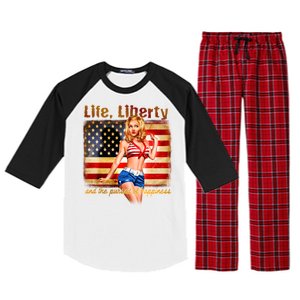 American Pinup Girl - Life Liberty And The Pursuit Of Happiness Raglan Sleeve Pajama Set