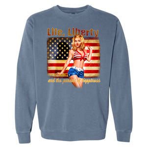 American Pinup Girl - Life Liberty And The Pursuit Of Happiness Garment-Dyed Sweatshirt